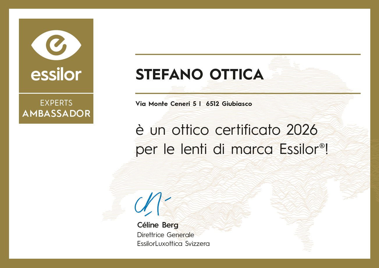 Certificato Essilor Ambassador Stefano Ottica